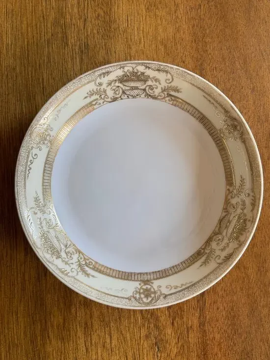 Vintage Noritake Fleurgold Salad Plate Japan Ivory Gold Tone Trim 8”