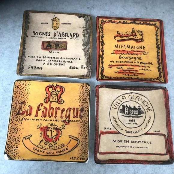 Williams Sonoma Fancy Appetizer Plates (4) Square 6.5 Inches Portugal