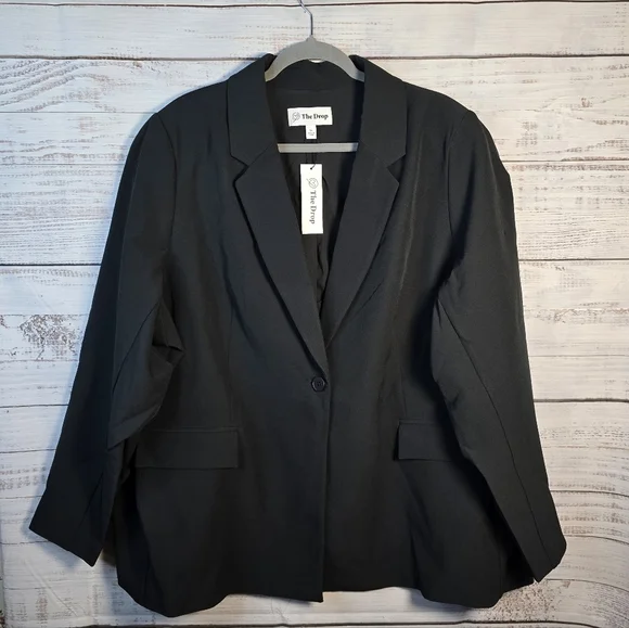 NWT The Drop Black Tailored Blazer Size 3X |‎ Power Chic Minimal