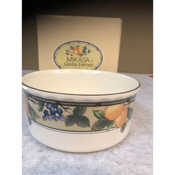 Vintage Mikasa Garden Harvest Souffle Dish Round 8