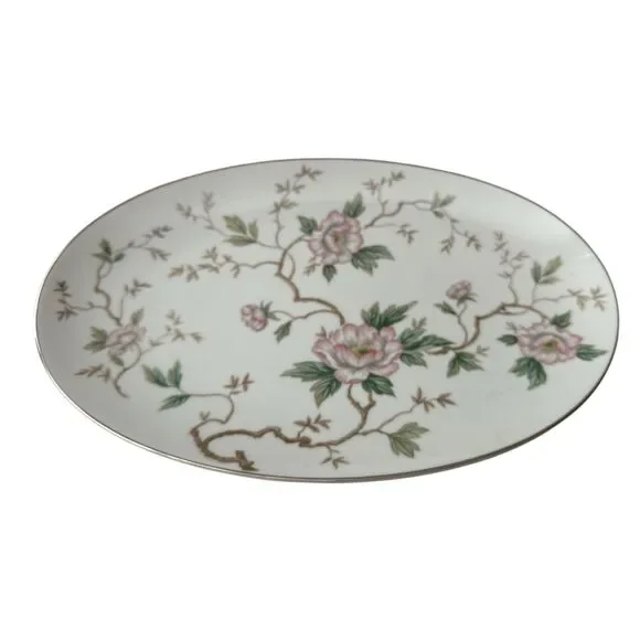 Noritake China Chatham 5502 Oval Serving Platter 13.5” Pink Flowers Japan VTG