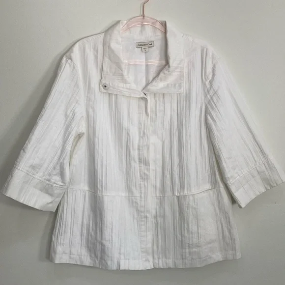 Coldwater Creek Blazer Crinkle Women's 14 Crinkle‎ Cotton Linen