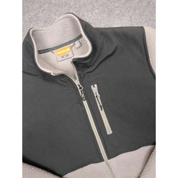 Merrell Fleece Jacket Womens Medium M Gray Full Zip Mock‎ Neck Outdoor