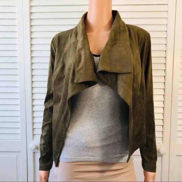 ROMEO & JULIET Green Suede Open Front Jacket Size Small