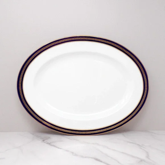 Vintage Coalport Bone China Blue Wheat Large 15 1/2