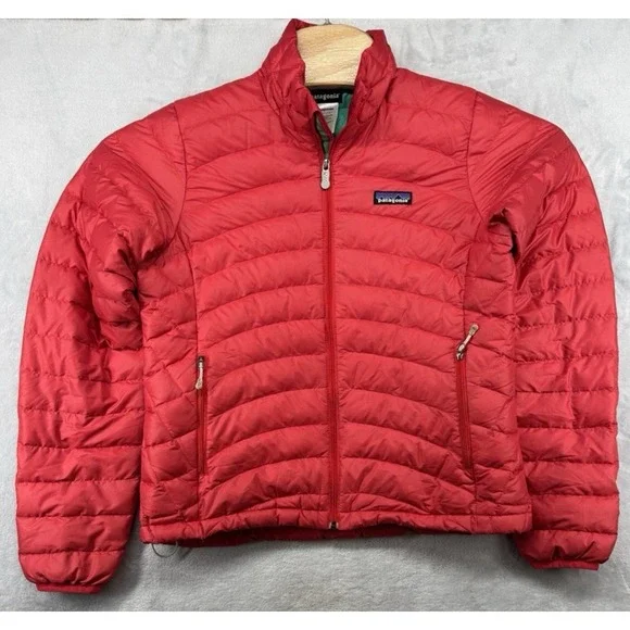 Patagonia‎ Down Sweater Jacket Red Quilted Puffer Coat Women's Size Small S