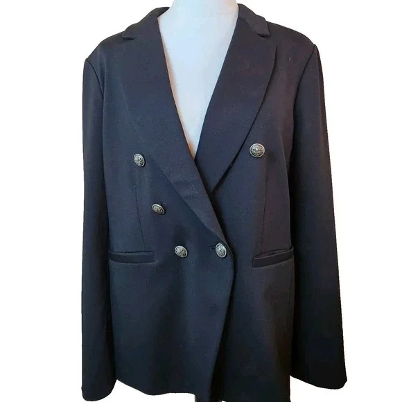 Graver Susan Graver Black Blazer Womens Sz 12 Large Double Breasted Work Jacket‎