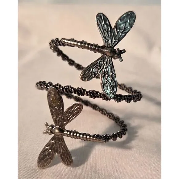 Set of 12 Dragonfly Metal Wire Napkin Rings Rustic Cottage Table Decor