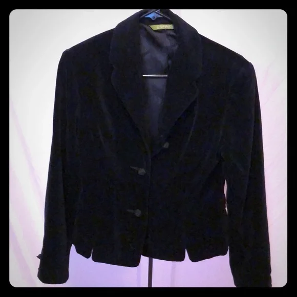 Esprit black 100% cotton velvet blazer w buttons