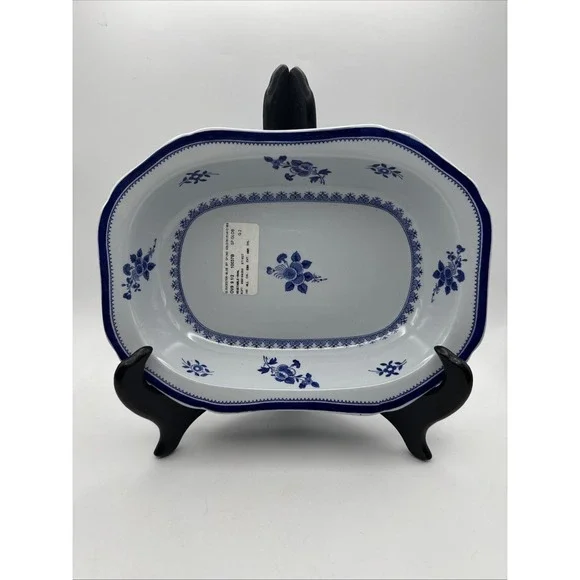 Copeland Spode Gloucester Oval Serving Bowl Blue Vegetable Side Flowers 9