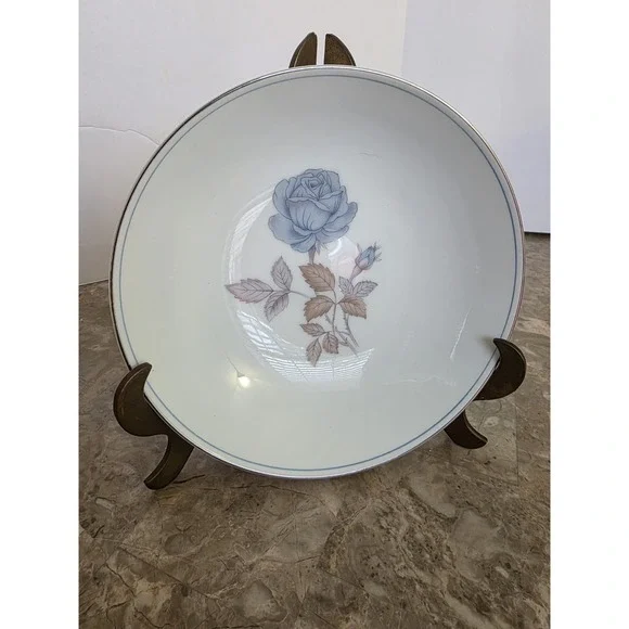 Vintage Alice Blue‎ Sango Blue Rose Salad Dessert Plate Platinum Rims