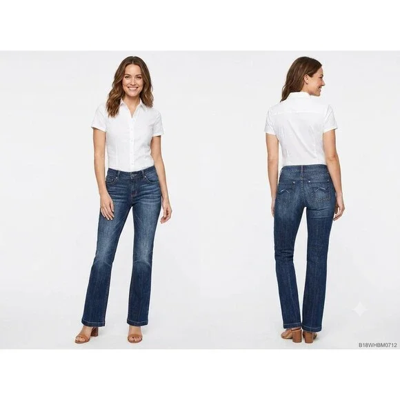 WHBM Blanc Bootcut Jeans Size 6S 6 Short Medium Dark Wash Stretch Denim EUC