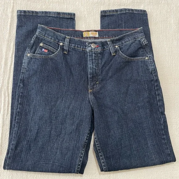 Wrangler Jeans Womens 11/12 32 Tulsa Rise Slim‎ Fit Dark Wash Stretch Denim