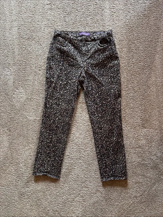 Women’s Leopard Print Slim Jeans - Brown/Black