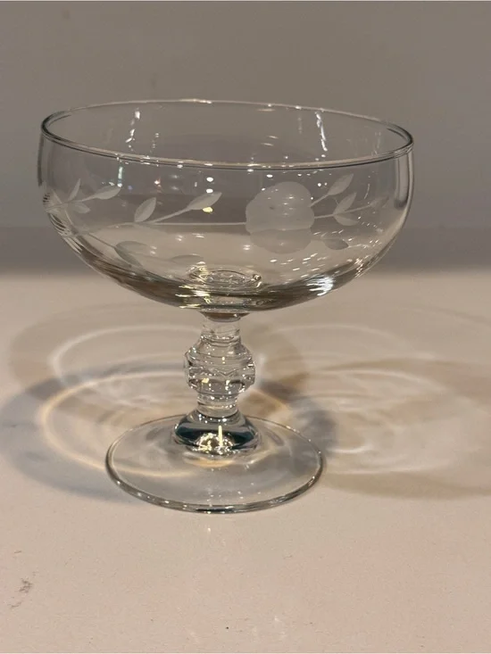 Princess House Clear Etched Stemmed Coupe