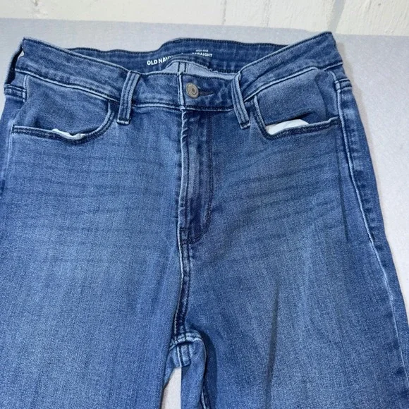 Old Navy Straight Jeans Womens 8 Blue Excellent High-Rise Stretch‎ Denim