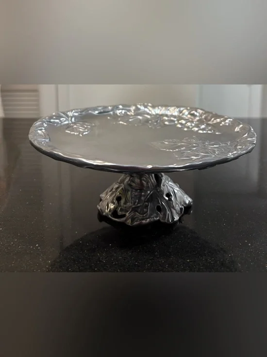 Arthur Court Silver Leaf and grape Pedestal Cake Stand