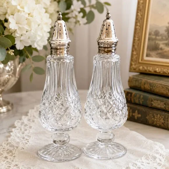 Shannon Crystal Diamond Panel Ball Stem Salt & Pepper Shakers 7