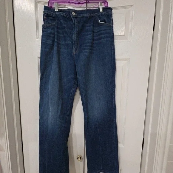 Mother Jeans Womens 26 Blue Wash The Pinch Sneak Straight Denim Bad Reputation