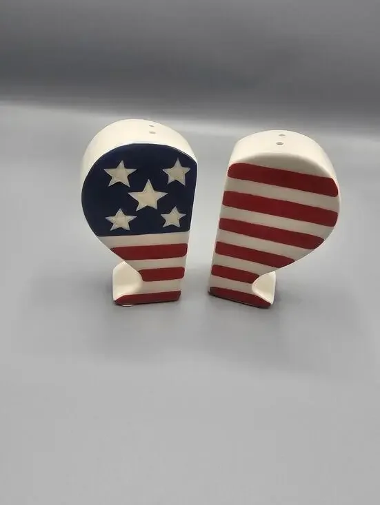 American Flag Ceramic Salt and Pepper Shakers