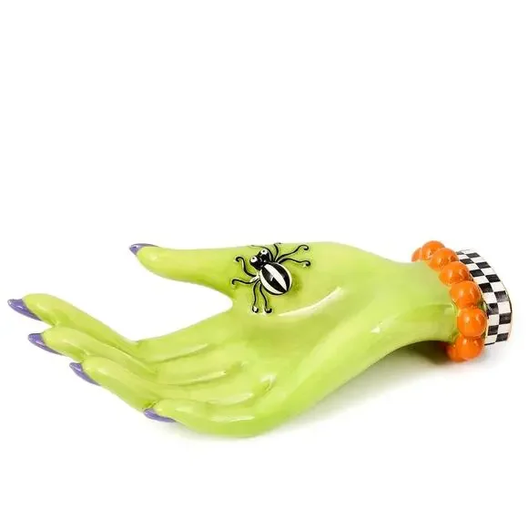 NEW Mackenzie-Childs Greta Witch's Hand Ceramic Trinket Tray Halloween Decor
