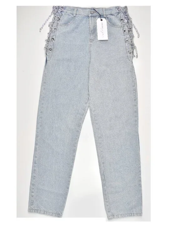 Nichole Lynel Chain Embellished High Rise Jeans NEW - L