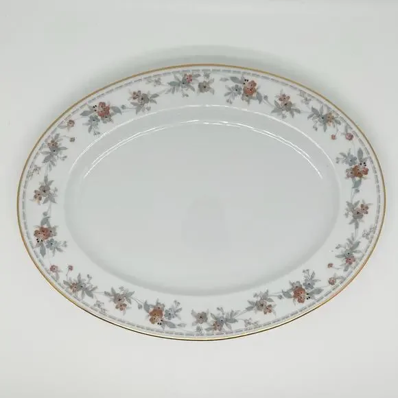 Vintage Legendary By Noritake Oval Serving Plate Secret Love Floral Print