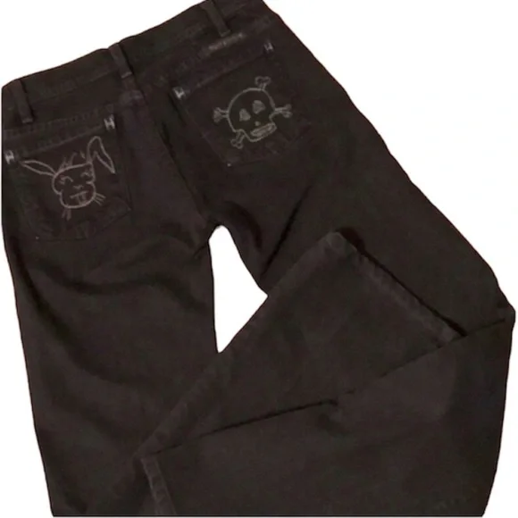 Citizens of Humanity Low Rise Skull and Bunny Jeans Black Size 25 Straight Leg