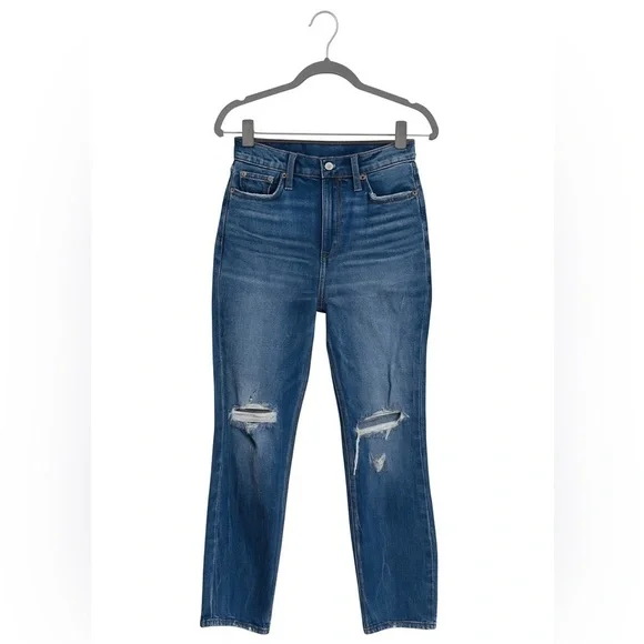 Abercrombie & Fitch Ultra High Rise Straight Curve Love Jeans Sz 25/0 Frayed Hem