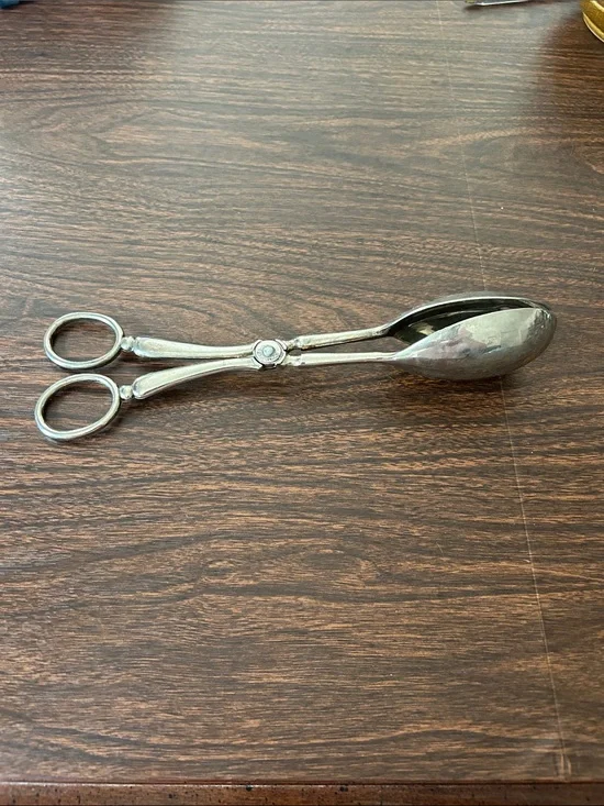 Vintage Hong Kong Hinged Silverplate Salad Tongs