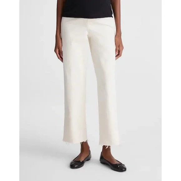 Madewell The Maternity Perfect Vintage Wide-Leg Crop Jean Cream White 8 29 NZ689