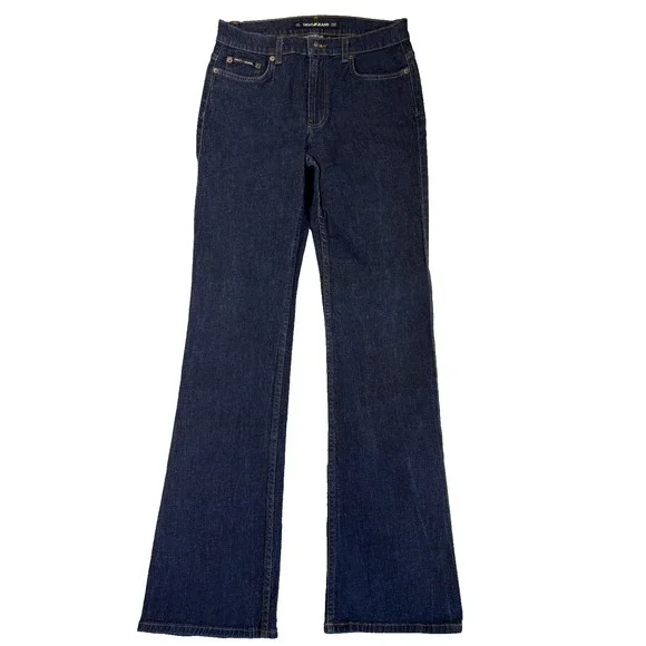 VTG DKNY Women's 6L Times Square Flare Jeans Dark Wash Blue Denim Y2K 90's Retro