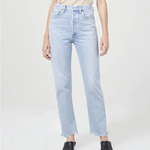 Agolde Premium 90's Pinch‎ Waist High Rise Straight Leg Jeans Light Wash Size 33