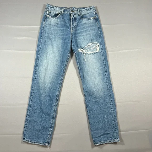 American Eagle Outfitters 90s Boyfriend Jeans Womens 4‎ Blue Cotton Distressed