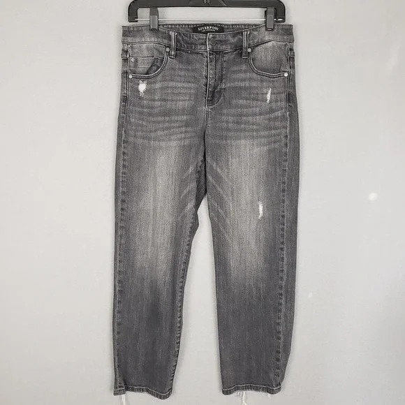 Liverpool Size 29 Straight Leg Crop Jean Distressed Black Grunge Casual Everyday