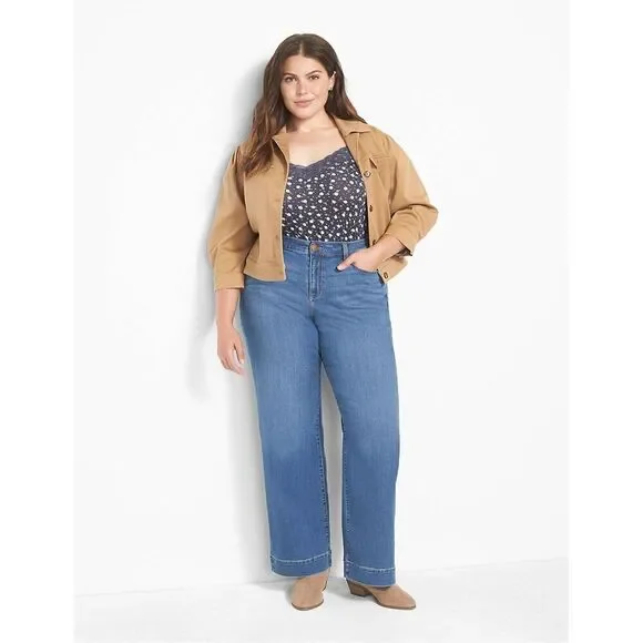 Lane Bryant Signature Fit Flex Magic Waistband Wide Leg Jeans Women’s Size 24