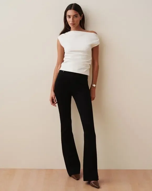 NWT SPANX sculpt Womens 12 Tall ReDefine Flare Jeans Wide Leg Western Festival