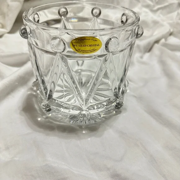 Teleflora Lead Crystal Little Drummer Bowl Czech Republic Exc Starburst Base Boh
