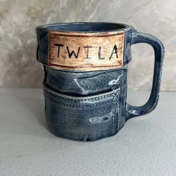Studio Art Pottery Mug Vintage Blue Jean Denim 