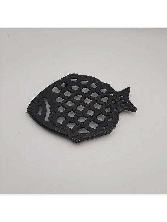 Vintage MCM Cast Iron Fish Trivet Taiwan WG, INC