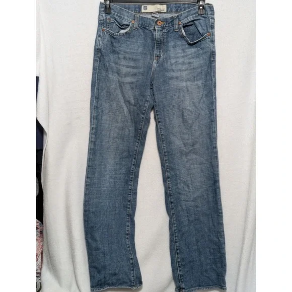 Gap Boy Cut Stretch Jeans Womens 6 Regular Medium Wash Straight Leg Denim