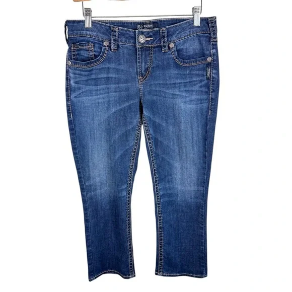 Silver Jeans Aiko Mid Capri Medium Wash‎ Straight Leg Cotton Blend Women's Sz 29