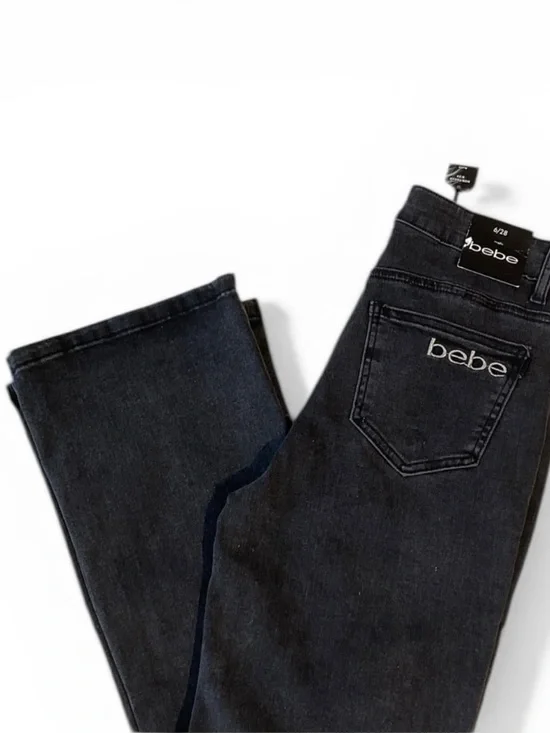 bebe Women's Bootleg High-Rise Jeans in Washed Black Size 6/28