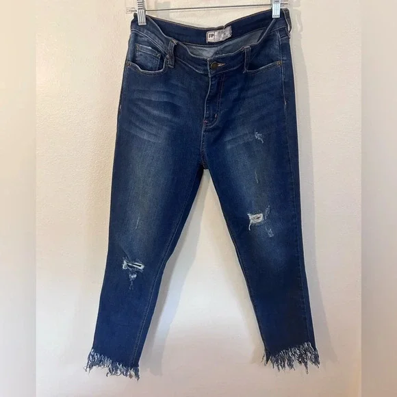 Free People‎ Frayed Skinny Jeans Distressed Womens 29 Great Heights Fringe Crop