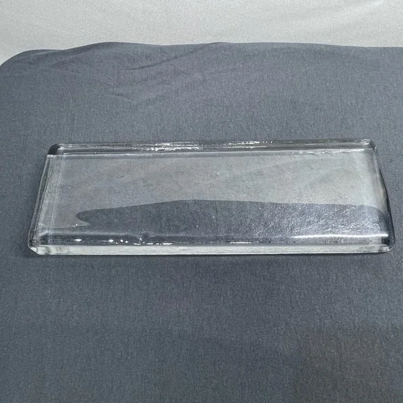 Modern Solid Clear Ice Glass Rectangular Vanity Tray Serving Platter 12in Large