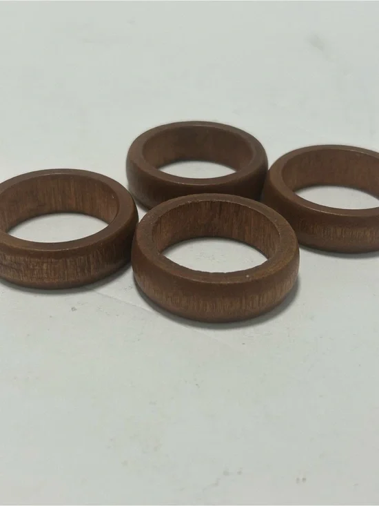 Wooden Ring Napkin Holders - Brown (Set of 4)