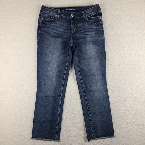 Maurices Jeans Womens‎ 5/6 Blue Straight Fray Dark Wash Denim