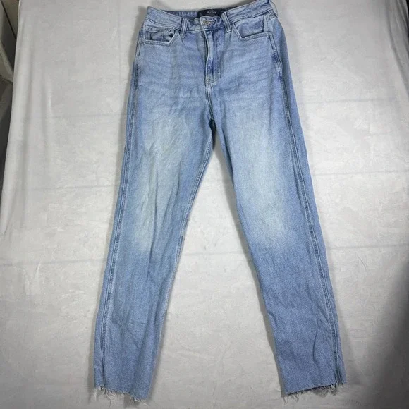 Vintage Hollister Womens Mom Jeans Blue Stretch Denim Raw Hem Ultra High-Rise 7L
