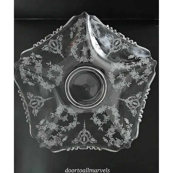 Vintage Tiffin Glass Crimped Bowl Centerpiece 12.5