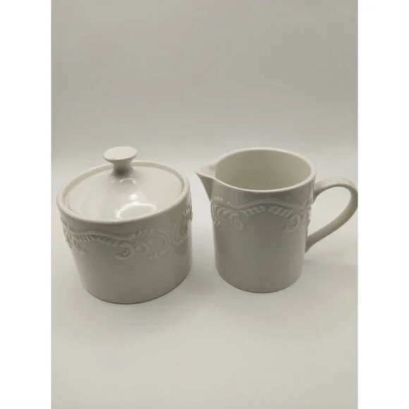Pfaltzgraff Charlotte Creamer and Covered Sugar NEW